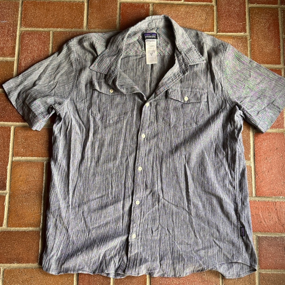 Patagonia Blue & Gray Organic Cotton Button Down Shirt